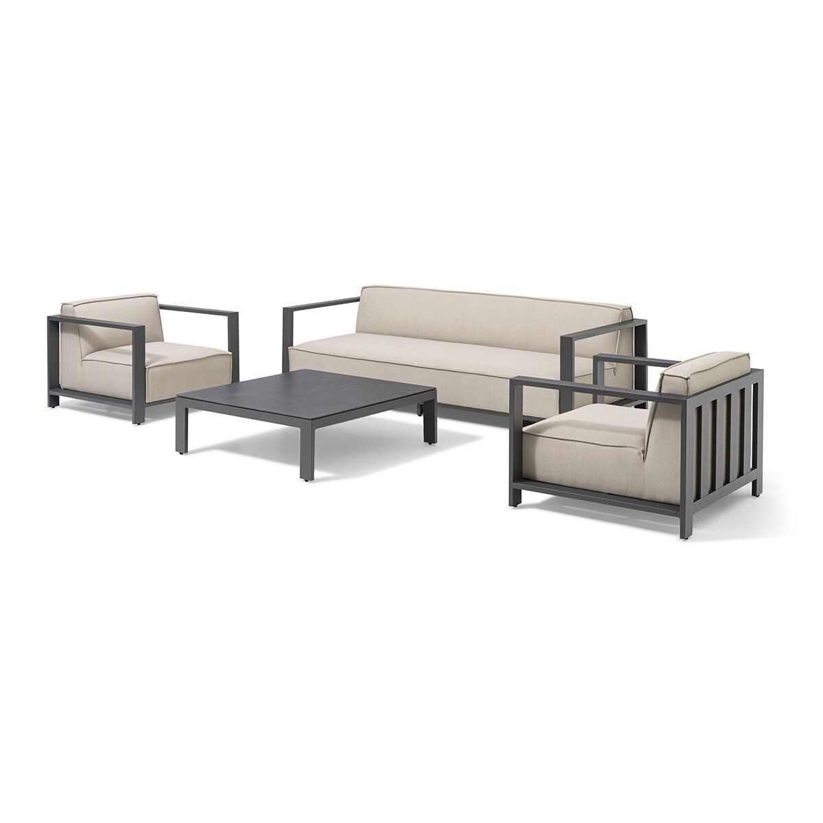 Maze Ibiza 3 Seat Sofa Set With Square Coffee Table From Side No Background-Better Bed Company