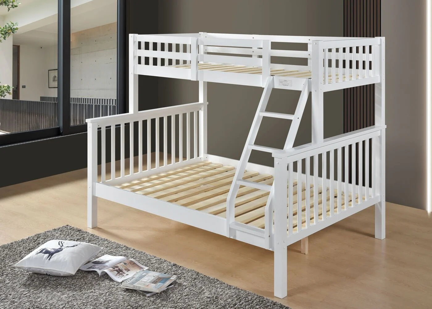 Kelly Triple Wooden Bunk Bed-White-Better Bed Company