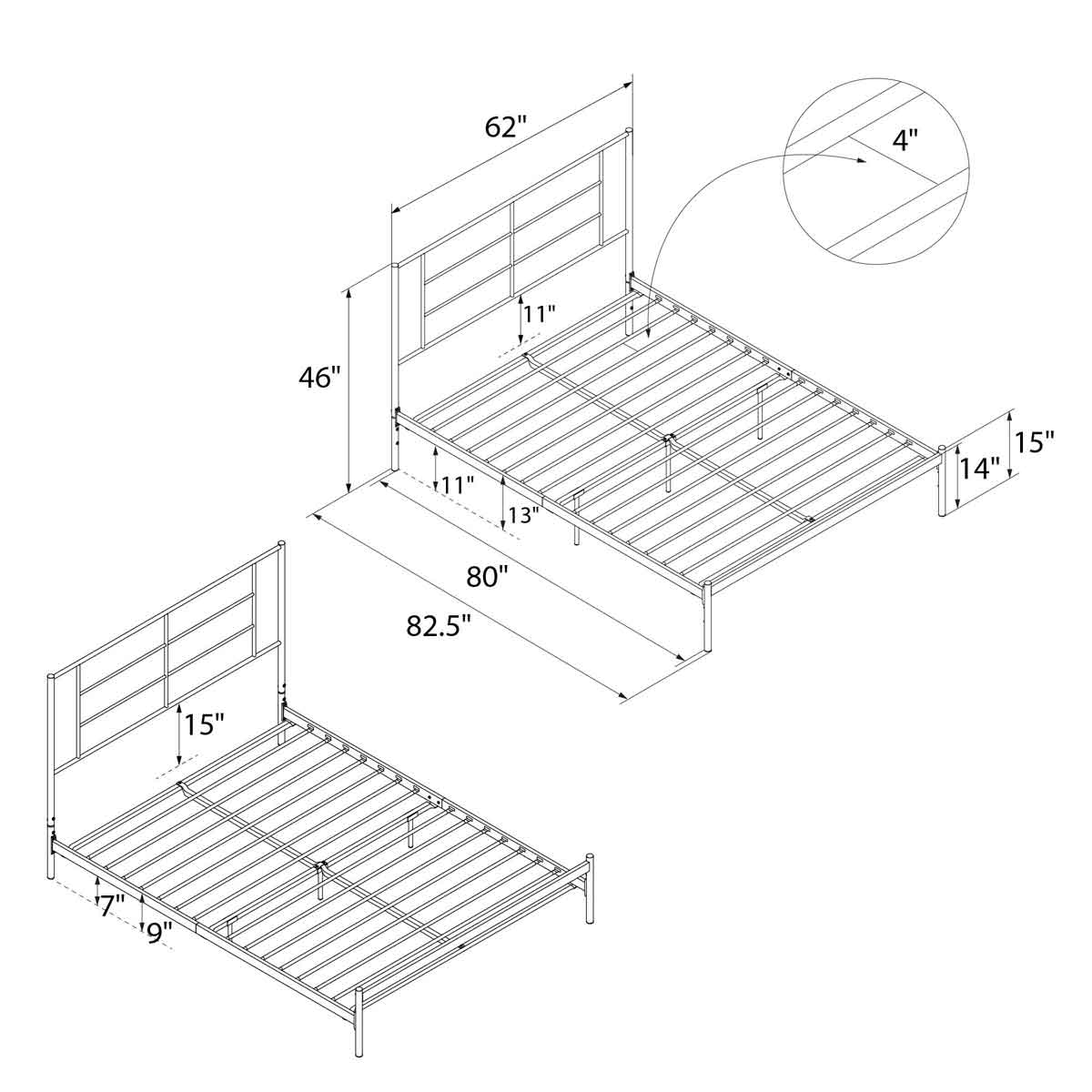 Dorel Jensen Metal Bed King-Better Bed Company