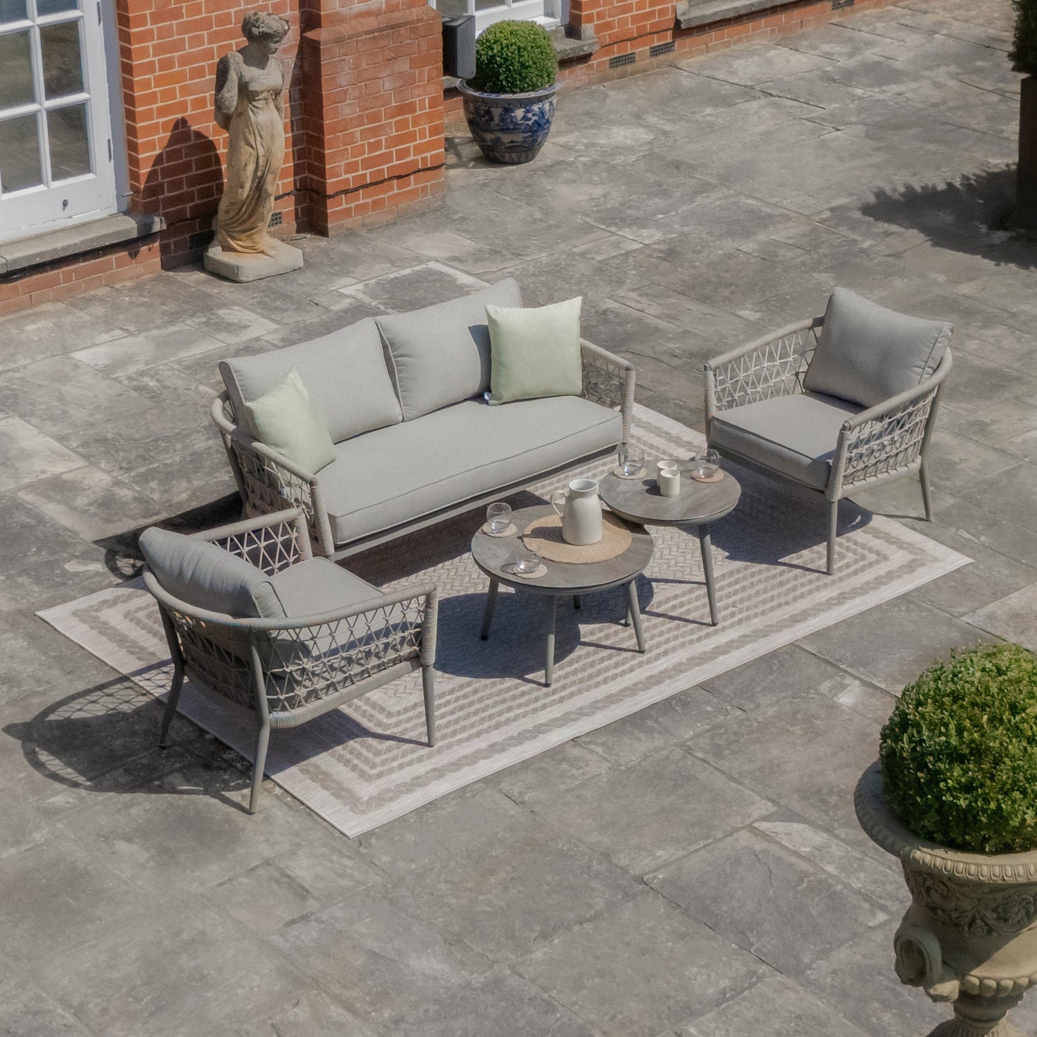 Maze Monaco Rope Weave 2 Seat Sofa Set Grey-Better Bed Company