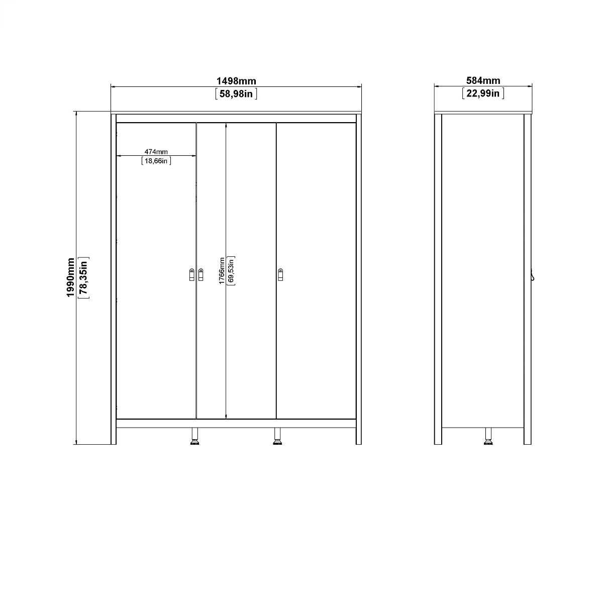 Better Miami Bedroom Furniture Set With 3 Door Wardrobe Dimensions-Better Bed Company