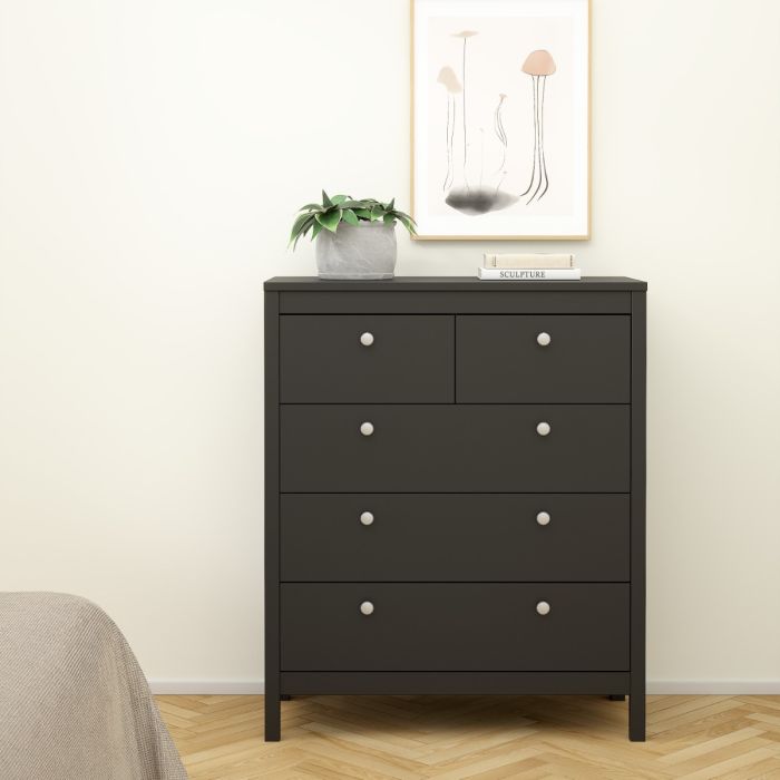 Furniture To Go Madrid Chest 3+2 Drawers Black-Better Bed Company