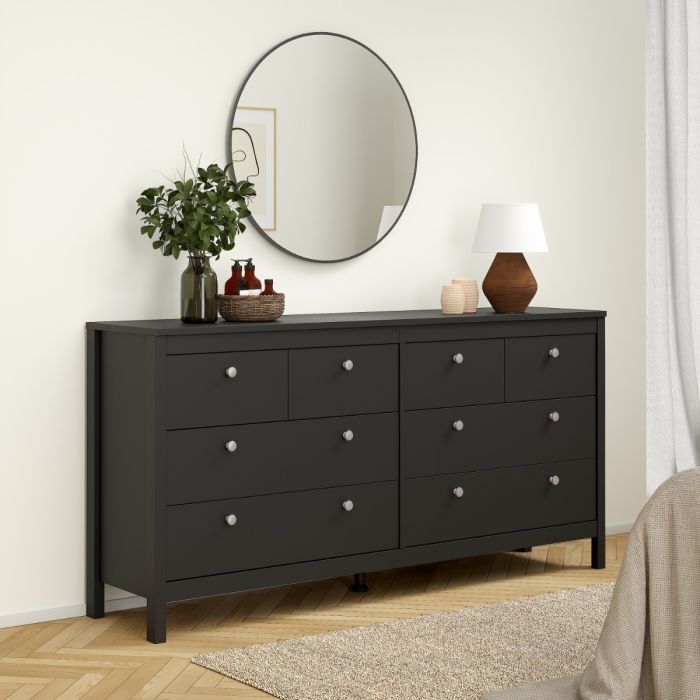 Furniture To Go Madrid Double Dresser 4+4 Drawers Black-Better Bed Company