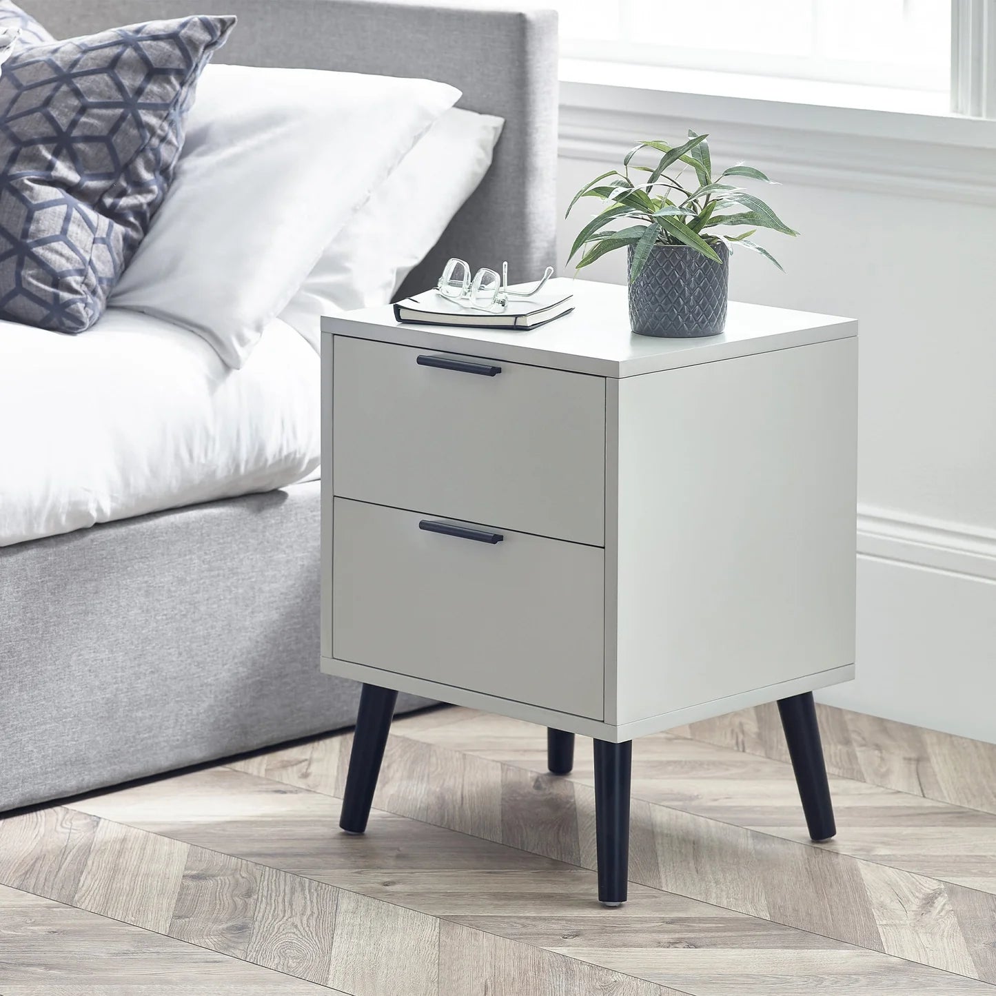 Julian Bowen Alba 2 Drawer Bedside-Grey-Better Bed Company