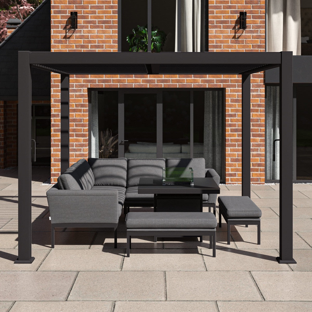 Maze Como Pergola Aluminium Square 30x30 Frame Only From Other Side-Better Bed Company