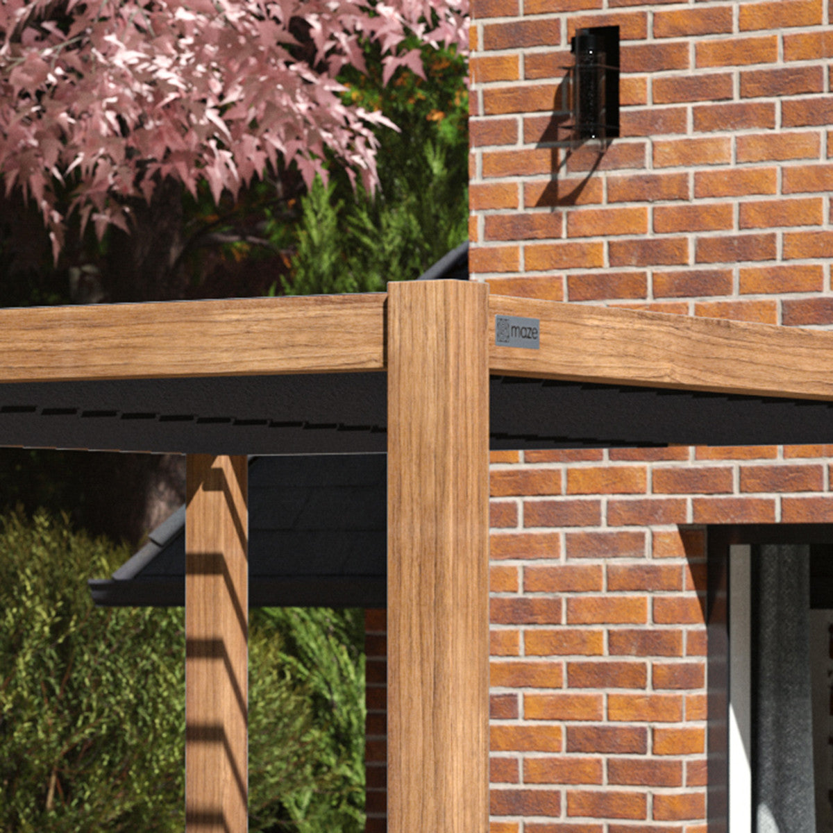Maze Como Pergola Aluminium Rectangular 30x40 / Wood Effect Frame Maze Badge-Better Bed Company