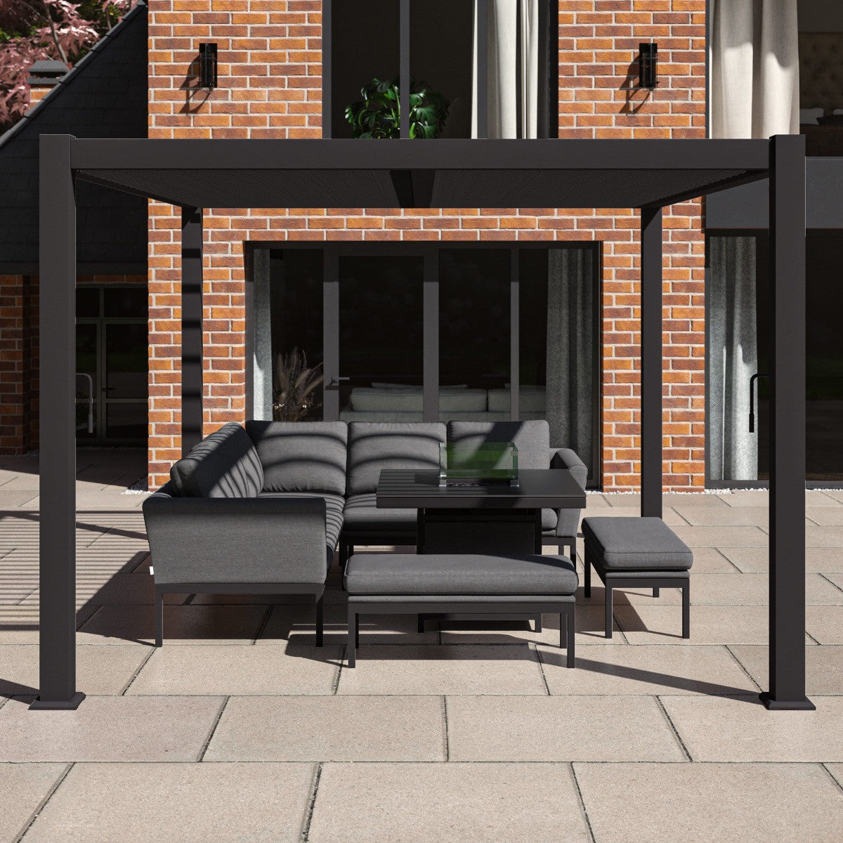 Maze Como Pergola Aluminium Rectangular 30x40 - Frame Only Grey From The Side-Better Bed Company