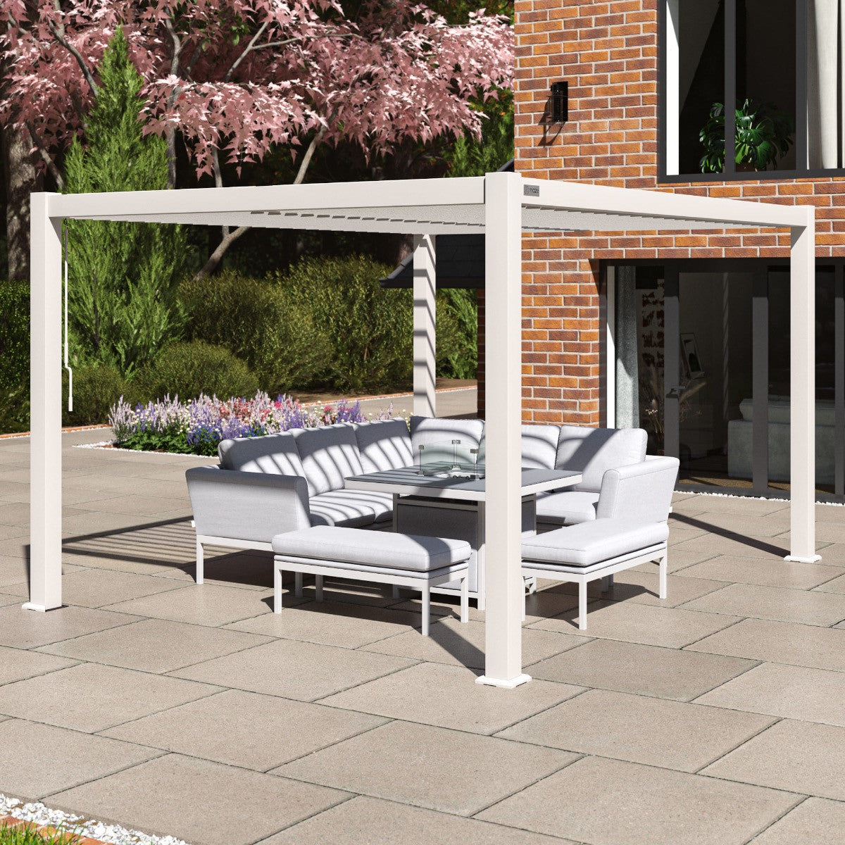 Maze Como Pergola Aluminium Rectangular 30x40 - Frame Only White From Other Side-Better Bed Company