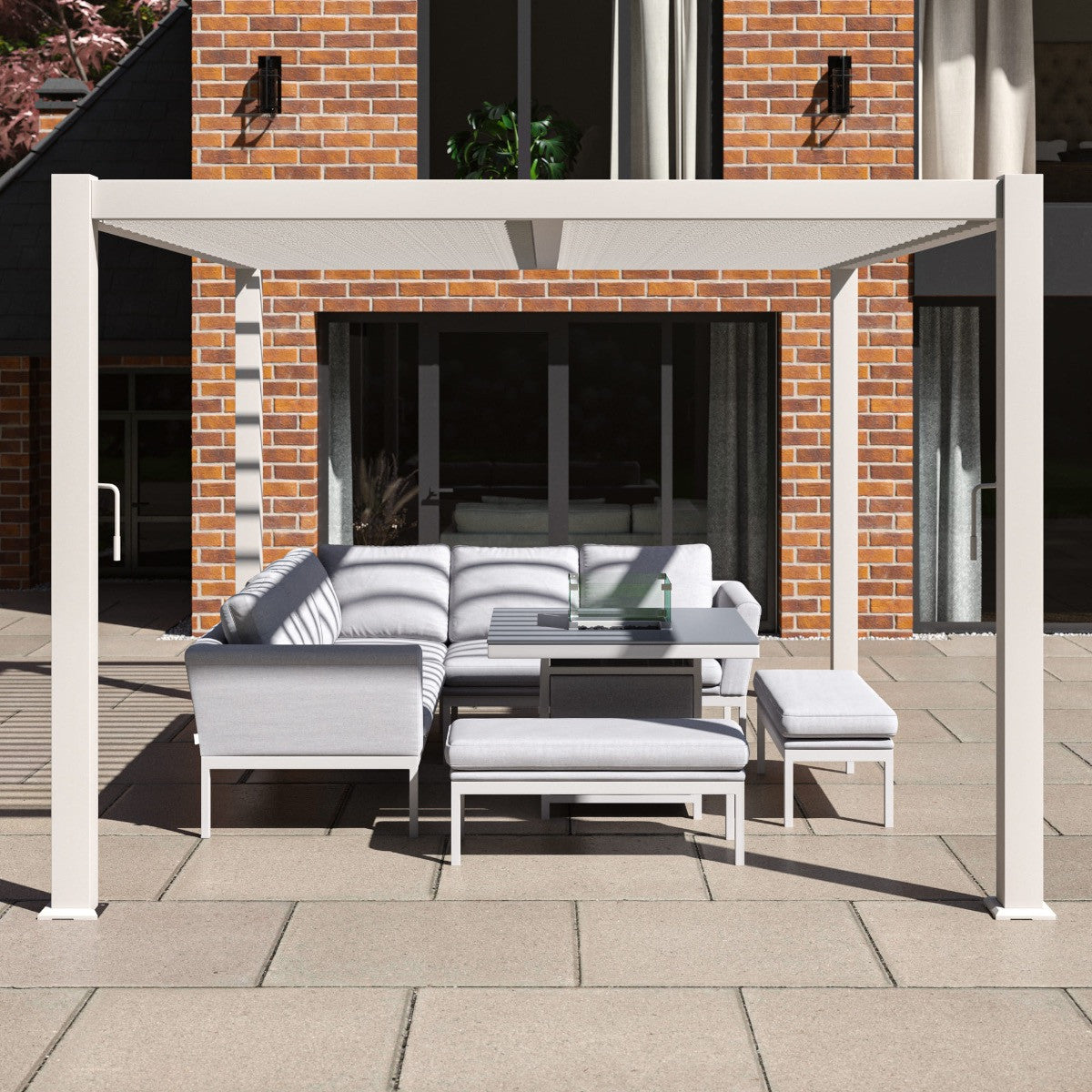 Maze Como Pergola Aluminium Rectangular 30x40 - Frame Only White From The Side-Better Bed Company