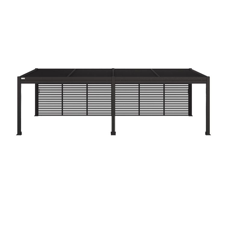 Maze Como Pergola Aluminium 78x40 / Louvre Wall / 4x Blinds White Background With Louvre Down-Better Bed Company