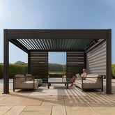 Maze Eden Pergola Aluminium Square 40x40 / Louvre Wall 4m / 3x Blinds-Better Bed Company