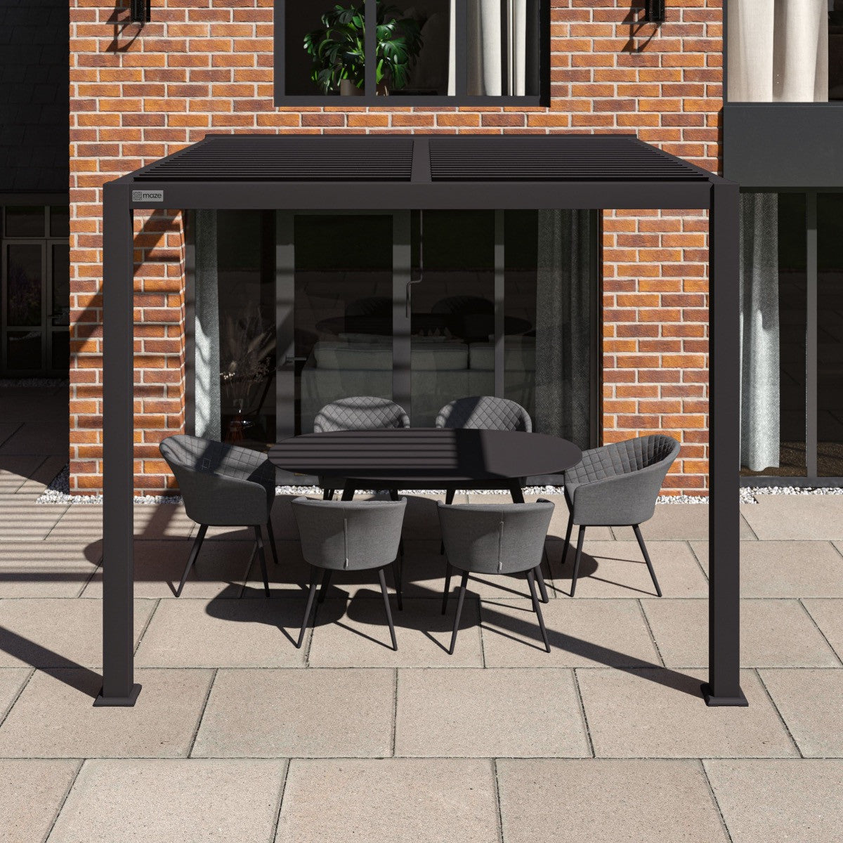 Maze Como Pergola Aluminium Lean-to Wall 30x30 Frame Only From Side-Better Bed Company