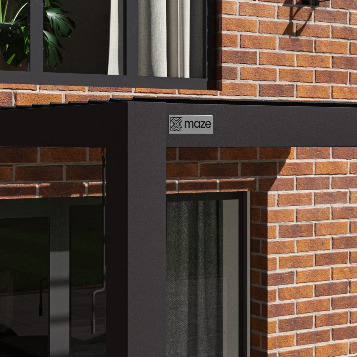 Maze Como Pergola Aluminium Lean-to Wall 30x30 Frame Only Maze Badge-Better Bed Company