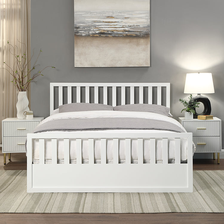 Flintshire Alyn Wooden Ottoman Bed-White-Better Bed Company