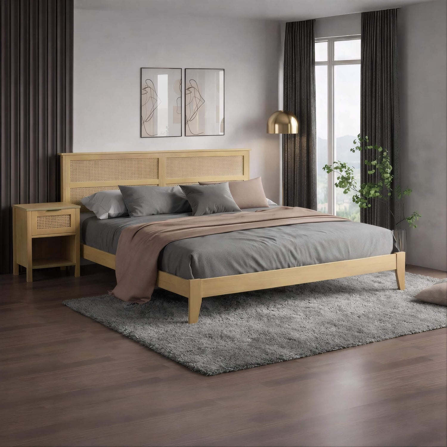 Heartlands Furniture Alicia Wooden Rattan Bed Frame-Better Bed Company