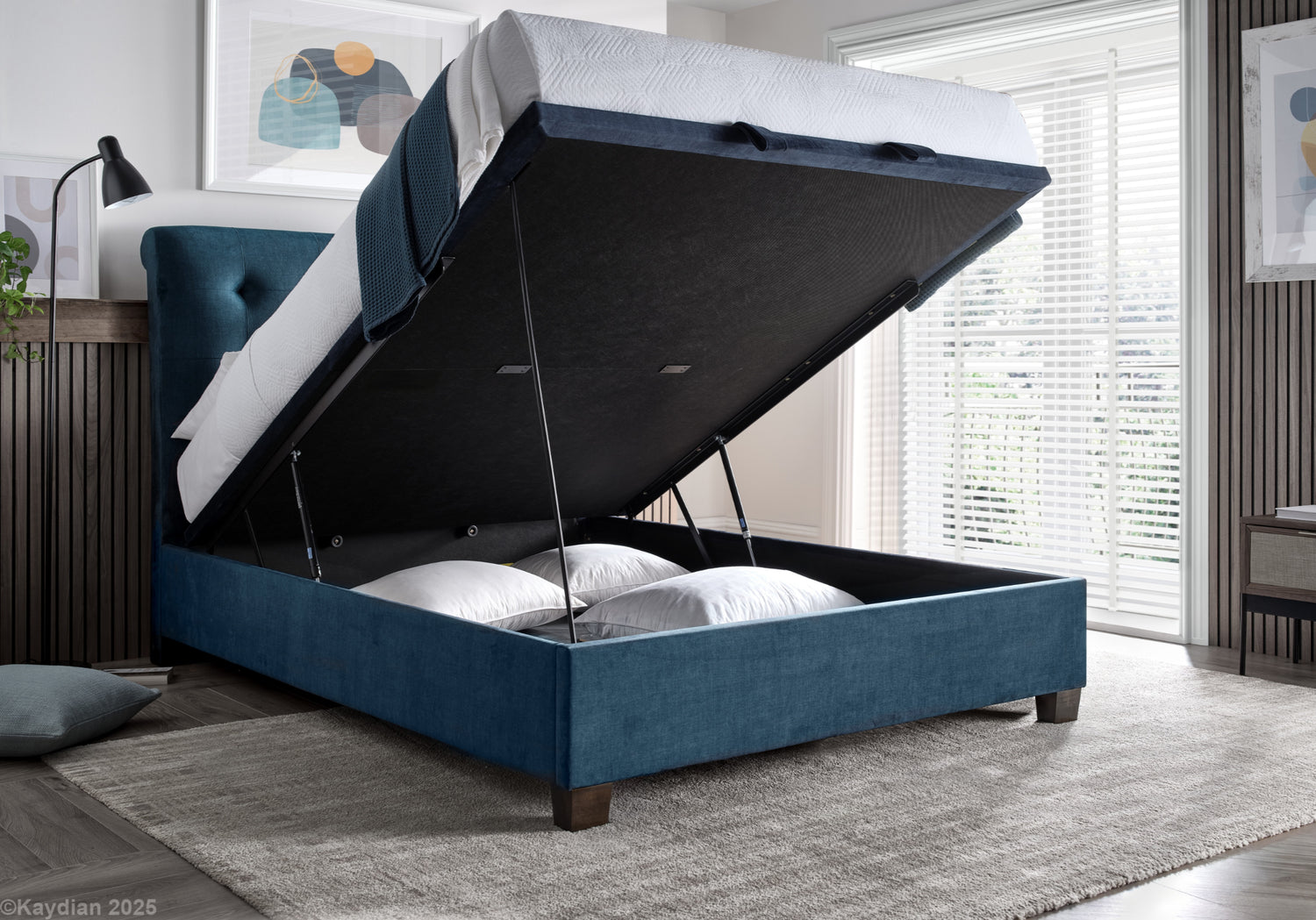 Kaydian Ashbrooke Vogue Blue Ottoman Bed-OSB-Better Bed Company