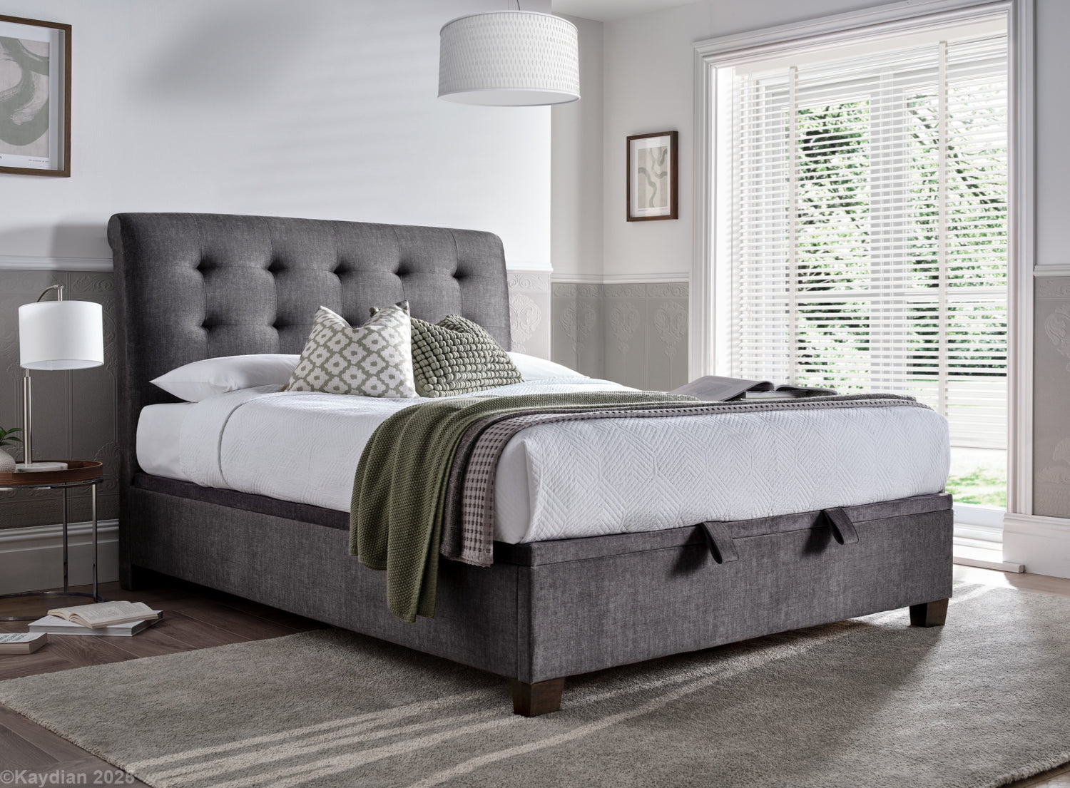 Kaydian Ashbrooke Vogue Grey Ottoman Bed-Better Bed Company