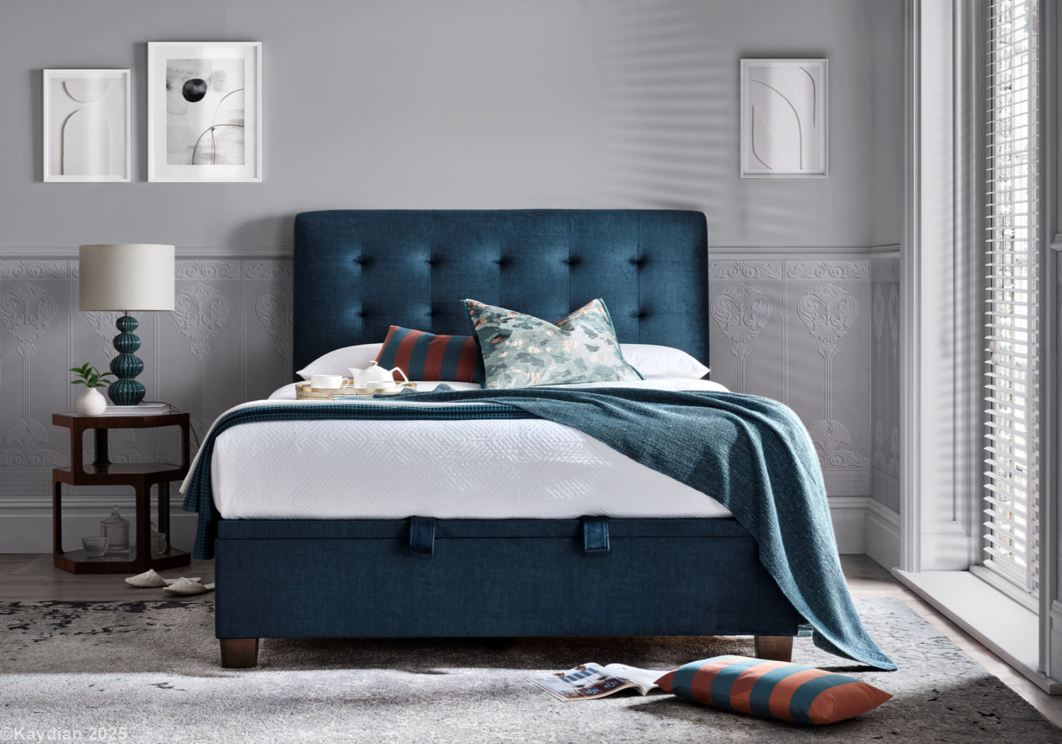 Kaydian Ashbrooke Vogue Blue Ottoman Bed-Better Bed Company