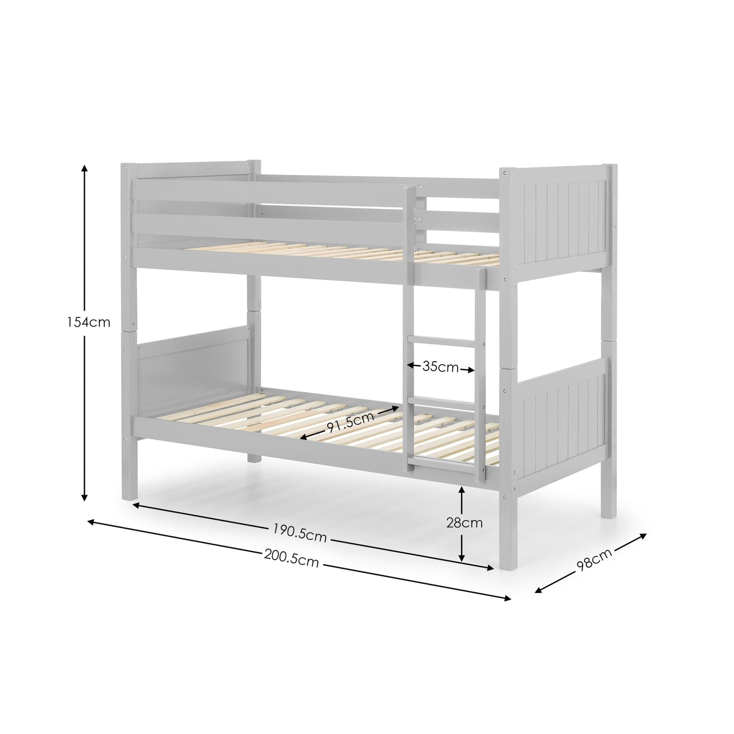 Julian Bowen Bella Grey Bunk Bed-Better Bed Company