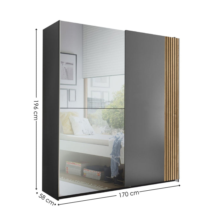 Julian Bowen Berno Sliding 2 Door Wardrobe With Mirror-Better Bed Company