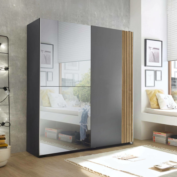 Julian Bowen Berno Sliding 2 Door Wardrobe With Mirror-Better Bed Company