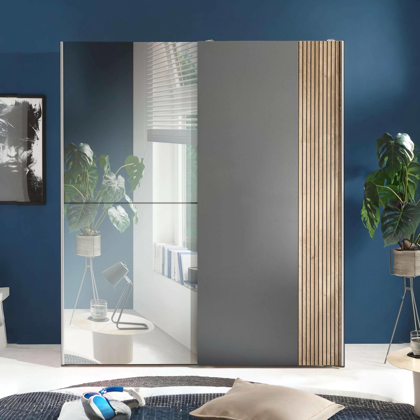 Julian Bowen Berno Sliding 2 Door Wardrobe With Mirror-Better Bed Company