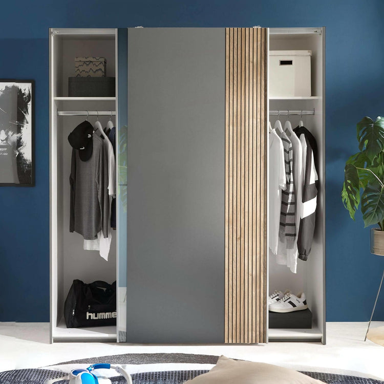 Julian Bowen Berno Sliding 2 Door Wardrobe With Mirror-Better Bed Company