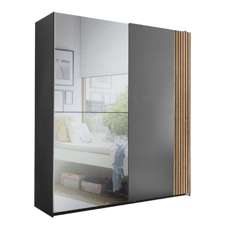 Julian Bowen Berno Sliding 2 Door Wardrobe With Mirror-Better Bed Company