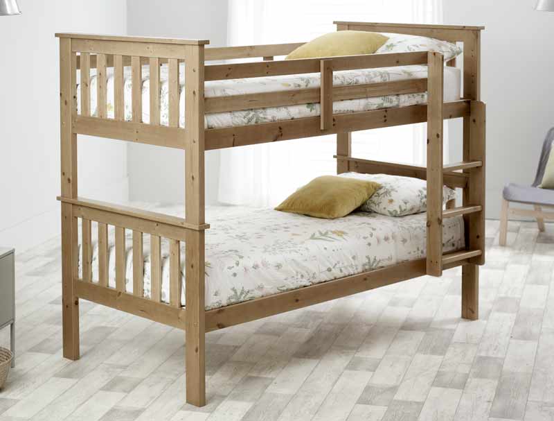 Carra Bunk Bed And 2 Mattress Bundle Pine-Better Bed Company