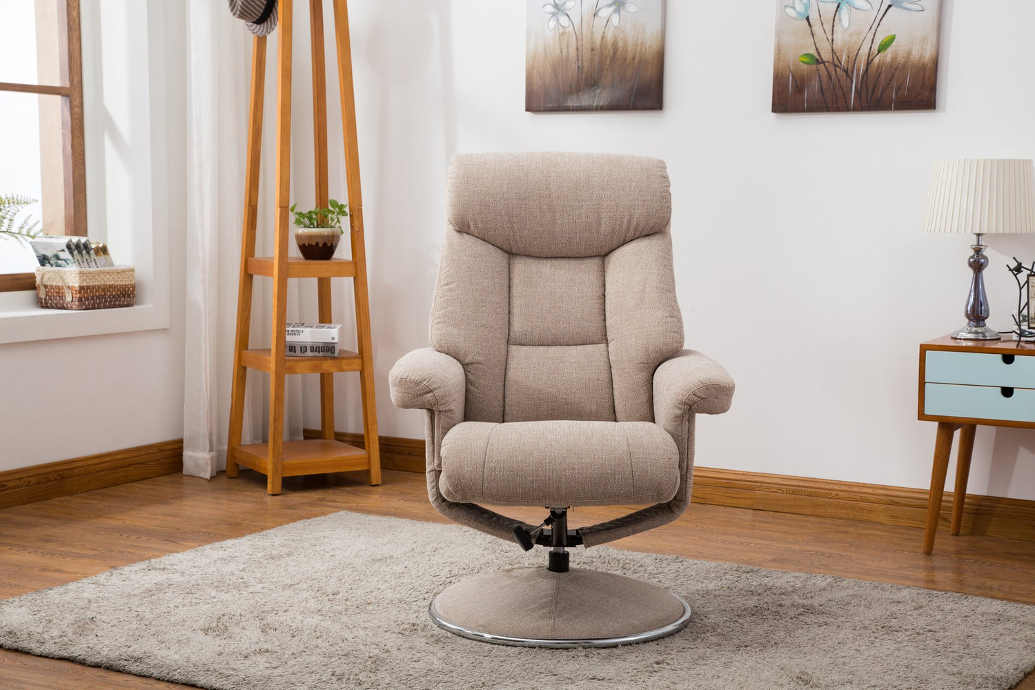 GFA Biarritz Recliner And Foot Stool Lisbon Wheat-Better Bed Company