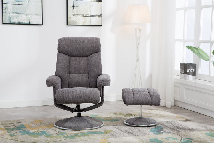 GFA Biarritz Recliner And Foot Stool Lisbon Grey-Better Bed Company