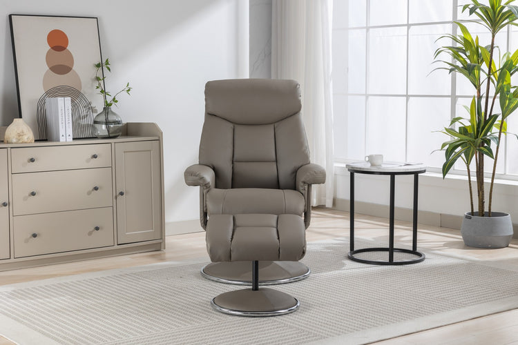 GFA Biarritz Recliner And Foot Stool Grey Plush-Better Bed Company