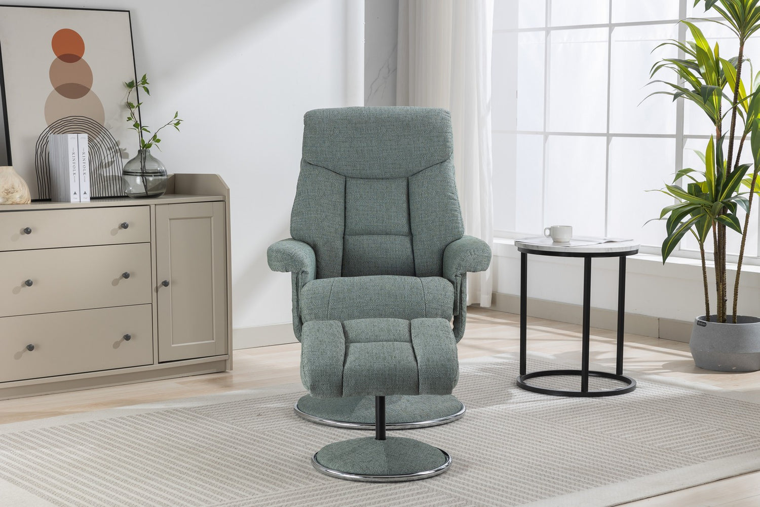 GFA Biarritz Recliner And Foot Stool Lisbon Teal-Better Bed Company