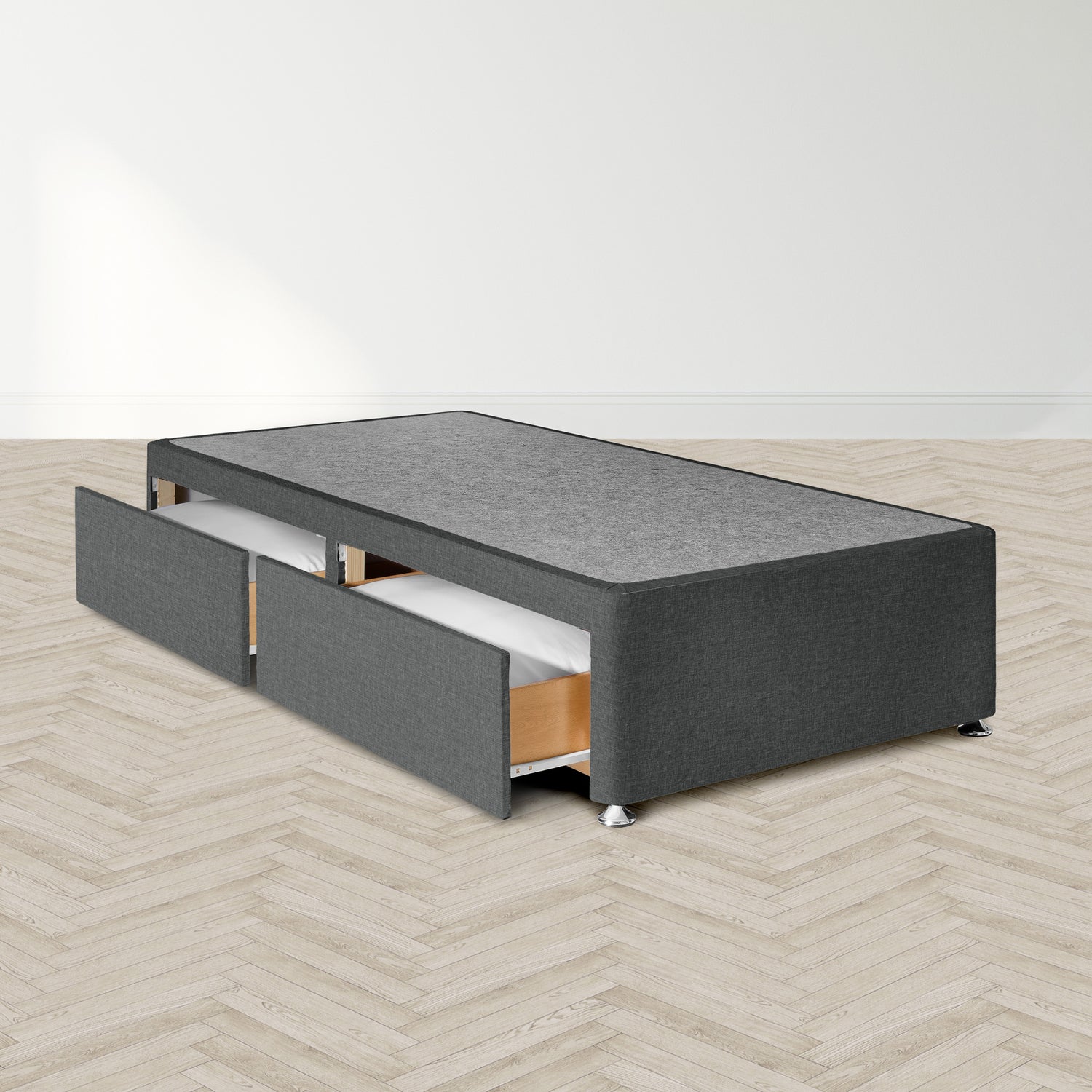 Airsprung Beds Blyth Divan Bed Base-3ft Base Charcoal 2 Drawers-Better Bed Company