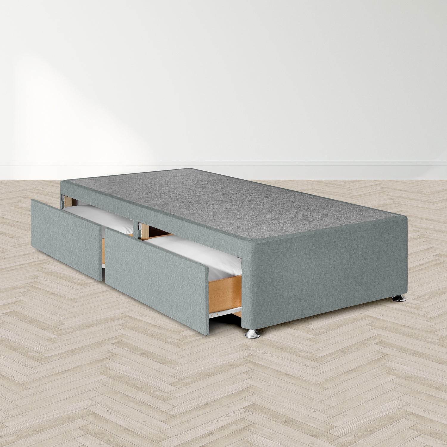 Airsprung Beds Blyth Divan Bed Base-3ft Base 2 Drawers Silver-Better Bed Company