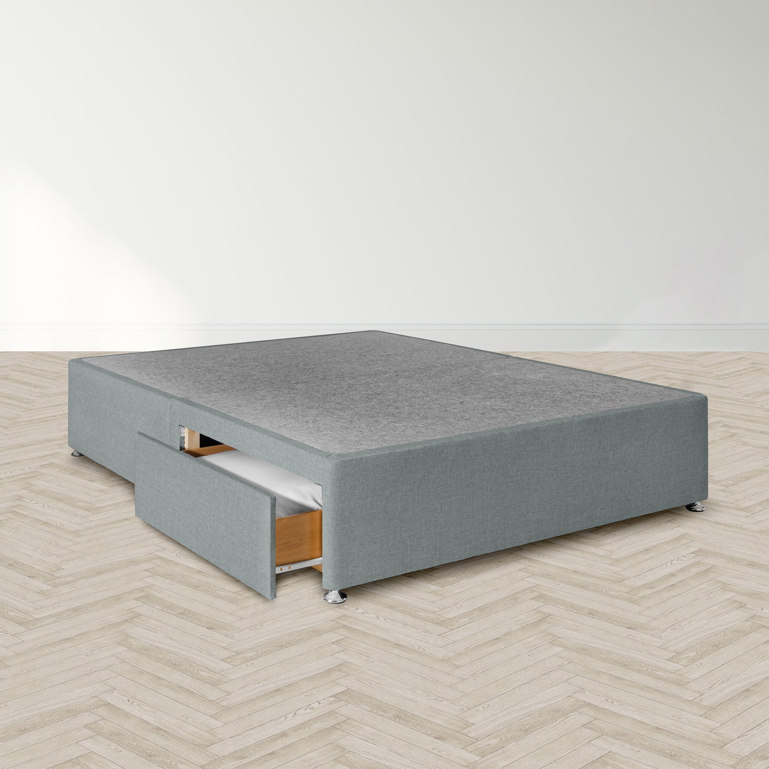 Airsprung Beds Blyth Divan Bed Base-5ft Base Silver One Drawer-Better Bed Company