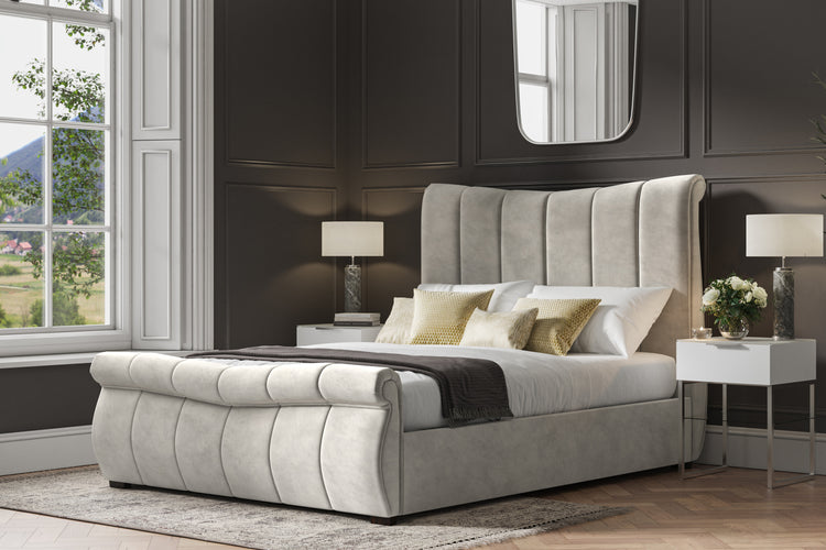 Emporia Beds Bosworth Ottoman Bed Light Grey Velvet-Better Bed Company
