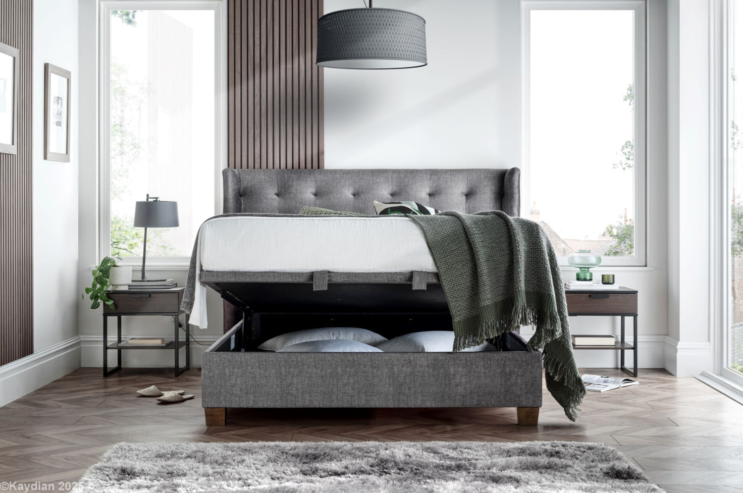 Kaydian Brunton Vogue Grey Ottoman Bed-Better Bed Company