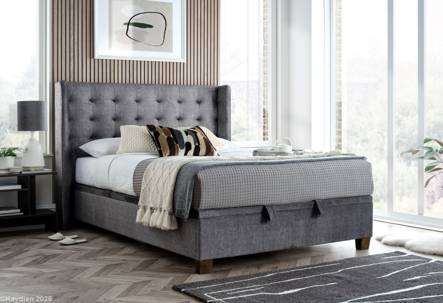 Kaydian Brunton Vogue Grey Ottoman Bed-Better Bed Company