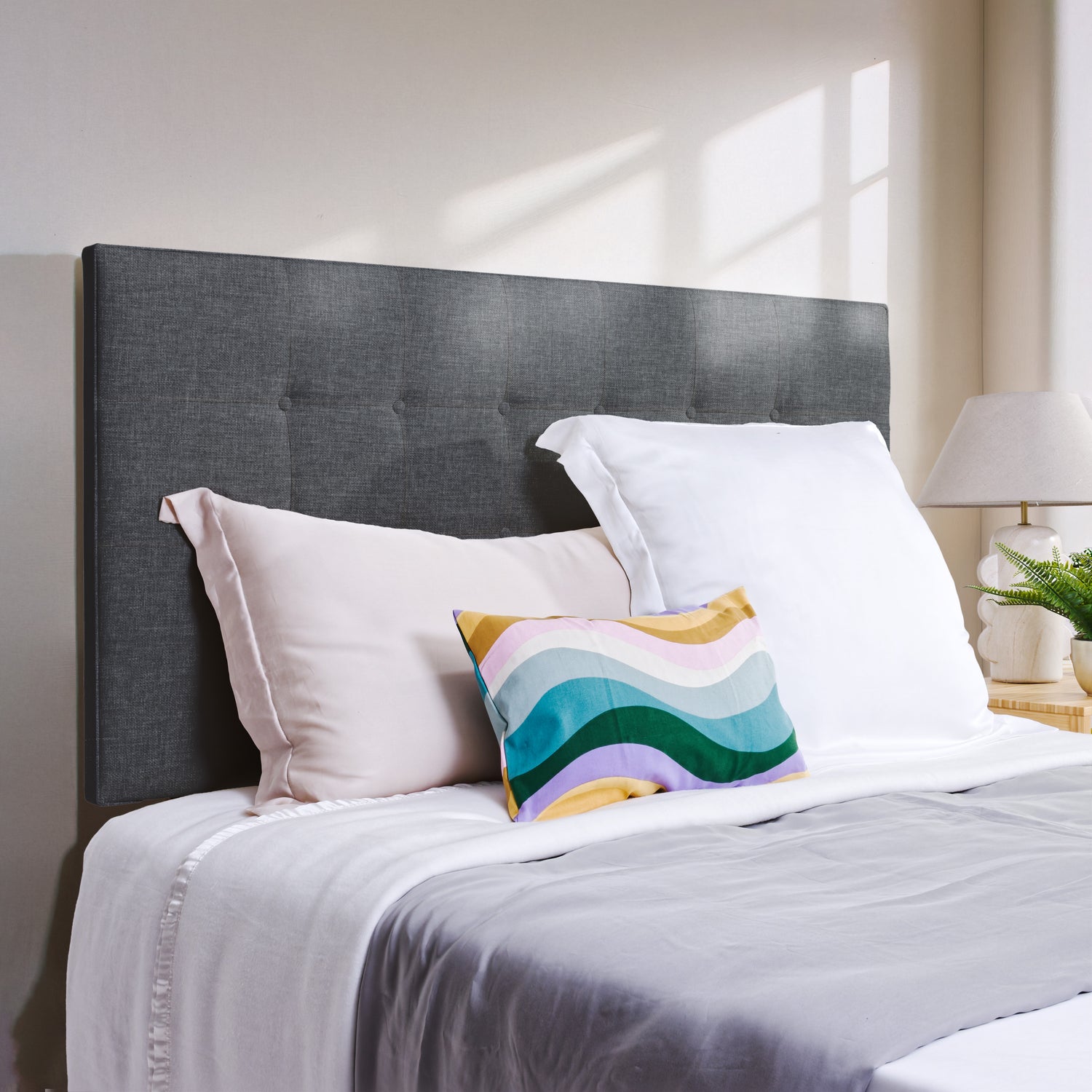 Airsprung Beds Blyth Button Headboard-Charcoal-Better Bed Company