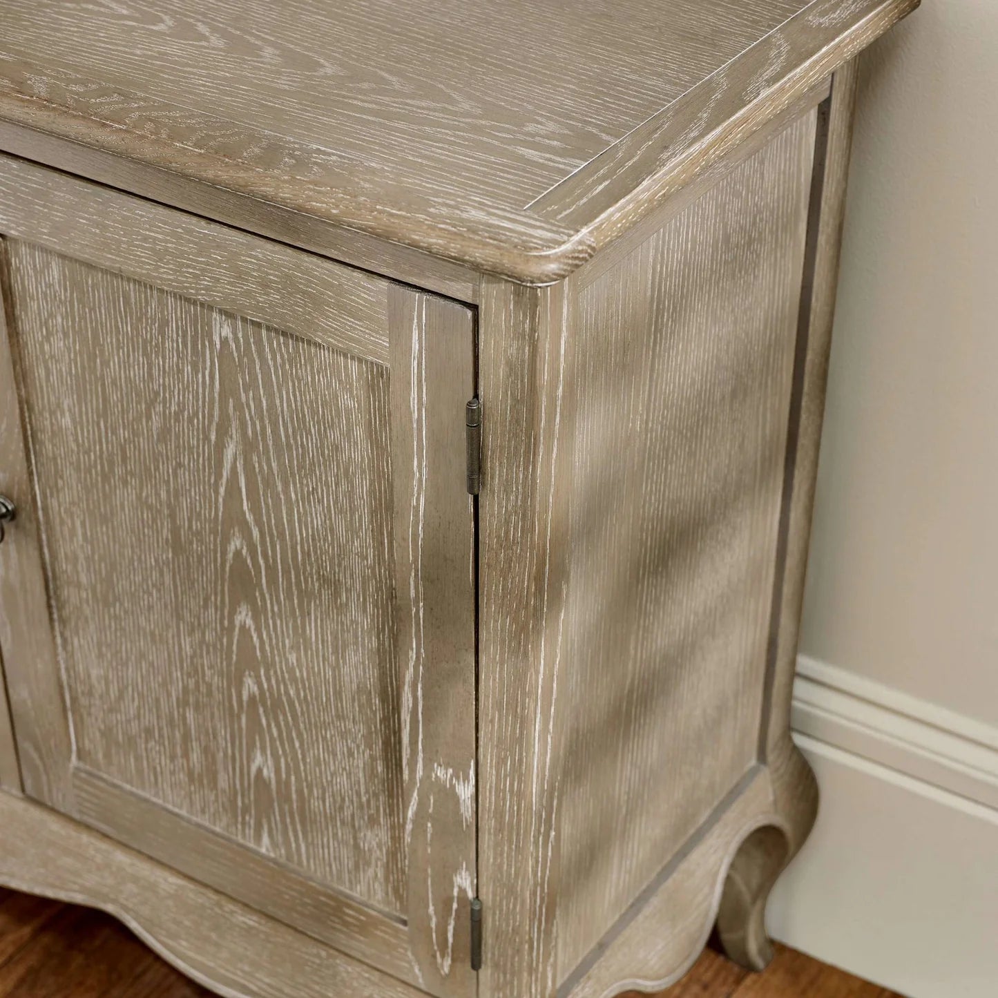 Julian Bowen Camille French Style 2 Door 2 Drawer Sideboard Top Corner Close Up-Better Bed Company