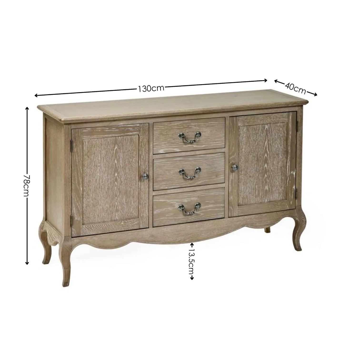 Julian Bowen Camille French Style 2 Door 2 Drawer Sideboard Dimensions-Better Bed Company