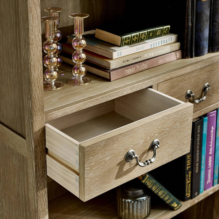 Julian Bowen Camille French Style Tall Bookcase with Drawers Dove Tail Joints Close Up-Better Bed Company