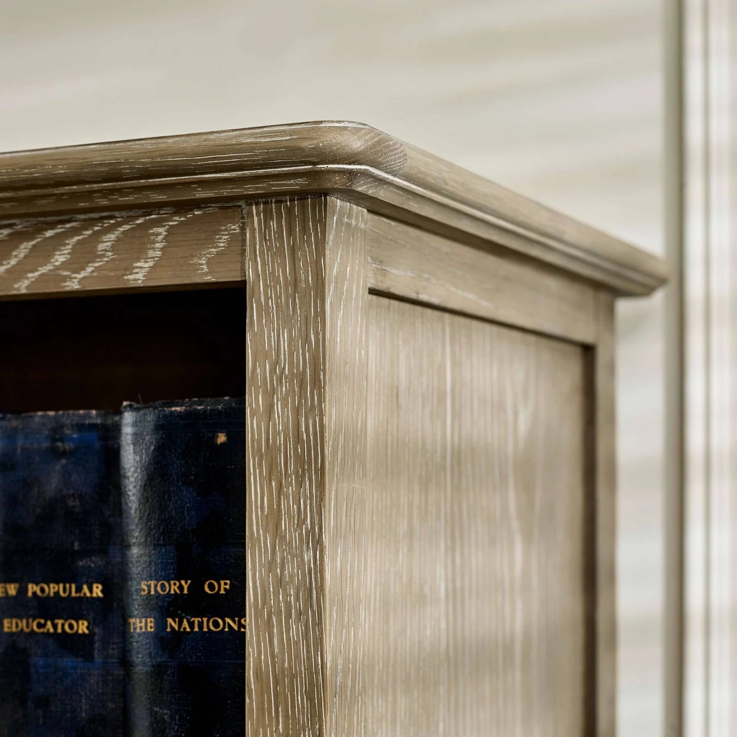 Julian Bowen Camille French Style Tall Bookcase with Drawers Top Corner Close Up-Better Bed Company