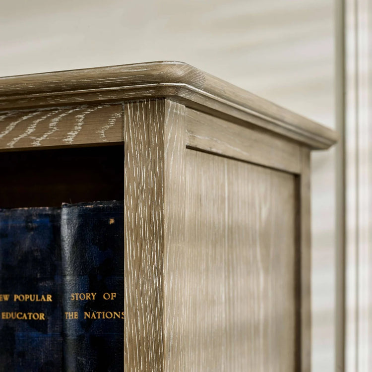 Julian Bowen Camille French Style Tall Bookcase with Drawers Top Corner Close Up-Better Bed Company