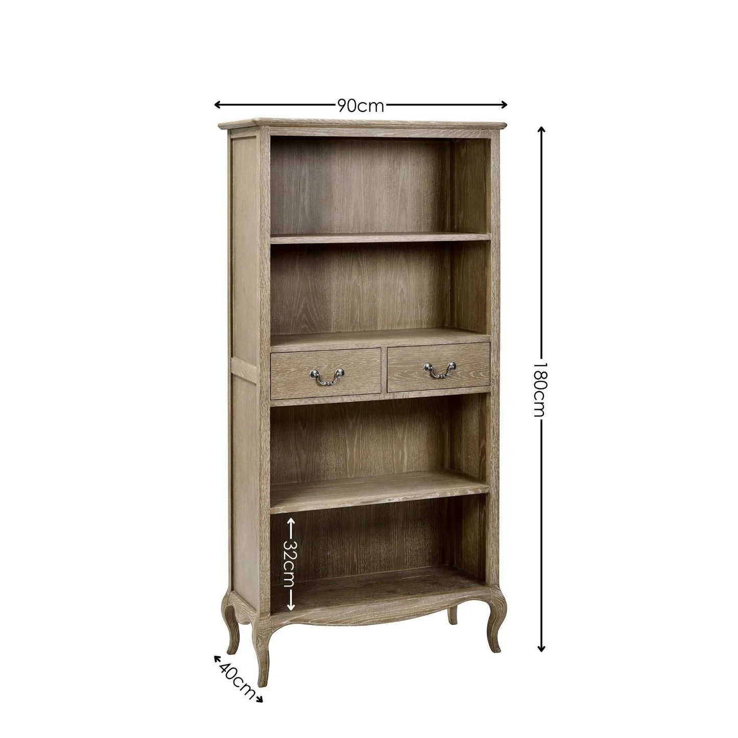 Julian Bowen Camille French Style Tall Bookcase with Drawers Dimensions-Better Bed Company