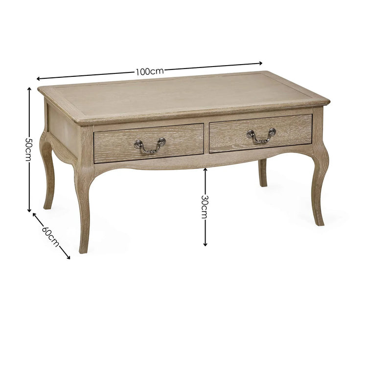 Julian Bowen Camille French Style Rectangular Coffee Table Dimensions-Better Bed Company