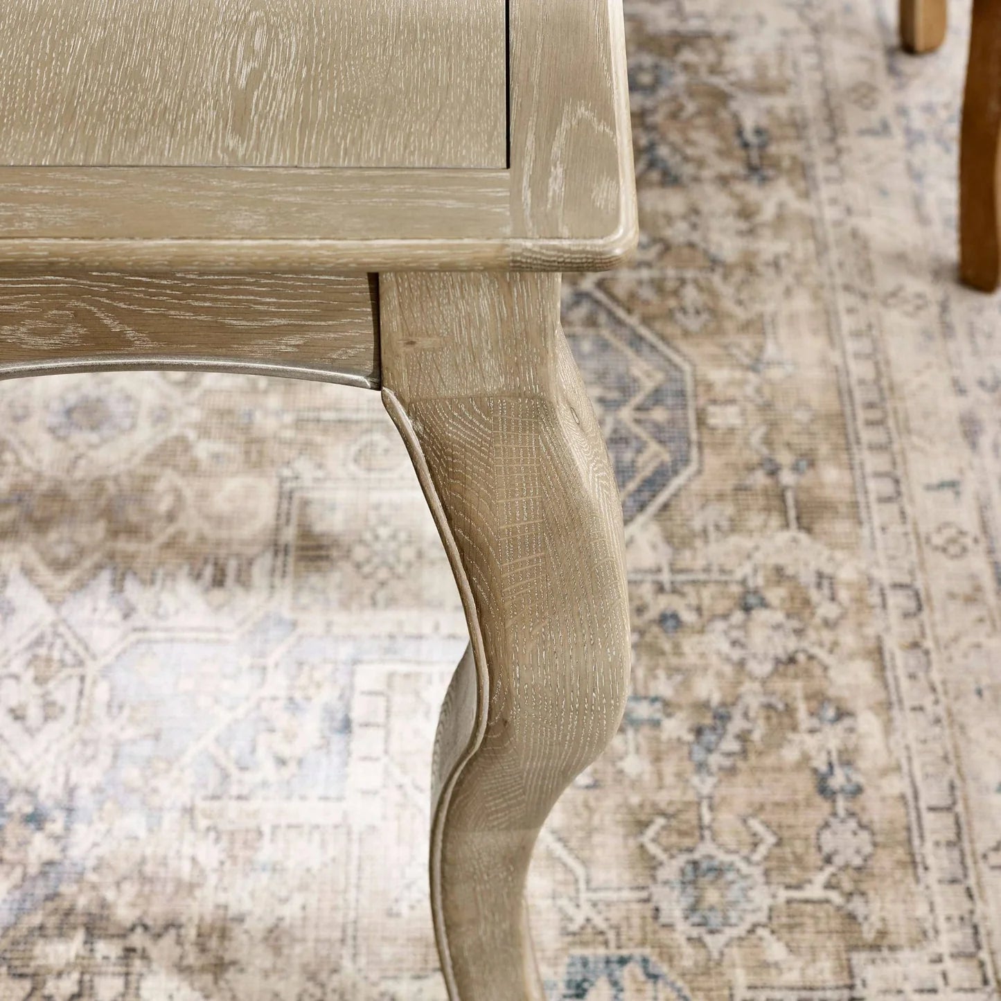 Julian Bowen Camille French Style Rectangular 4-6 Seater Extending Dining Table Leg Close Up-Better Bed Company