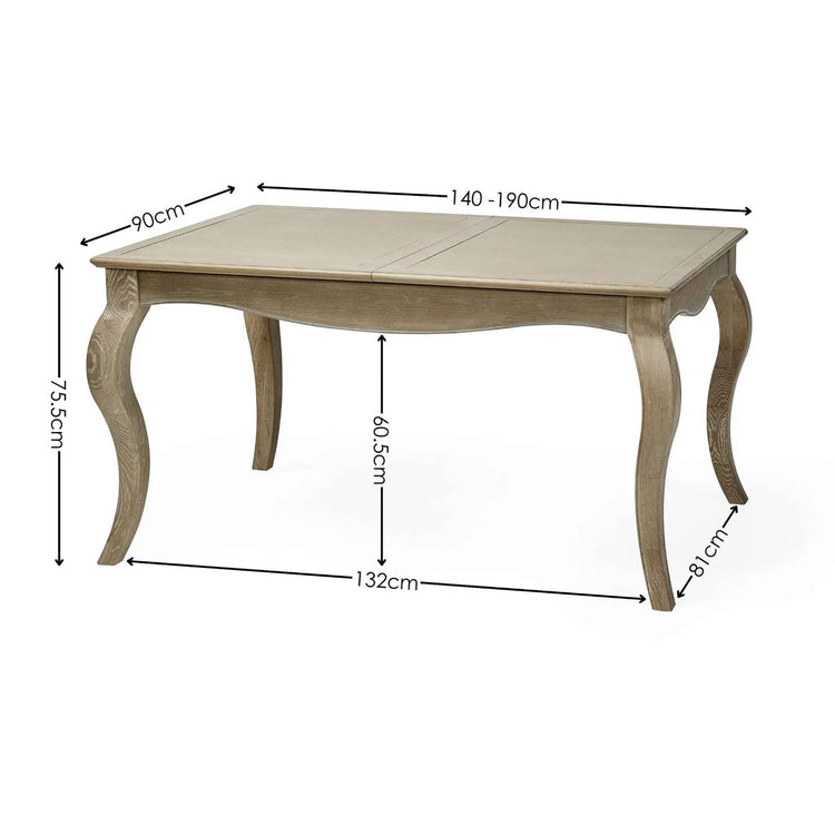 Julian Bowen Camille French Style Rectangular 4-6 Seater Extending Dining Table Dimensions-Better Bed Company