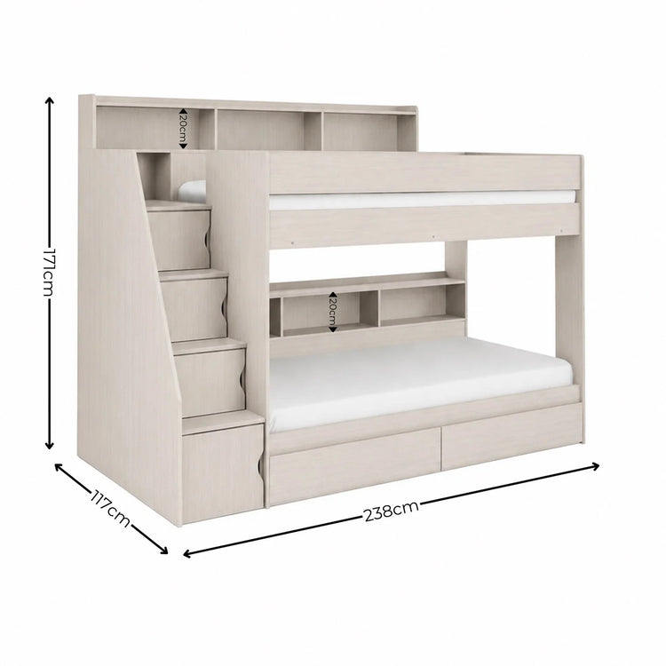 Julian Bowen Camelot Staircase Bunk Brown Dimensions-Better Bed Company
